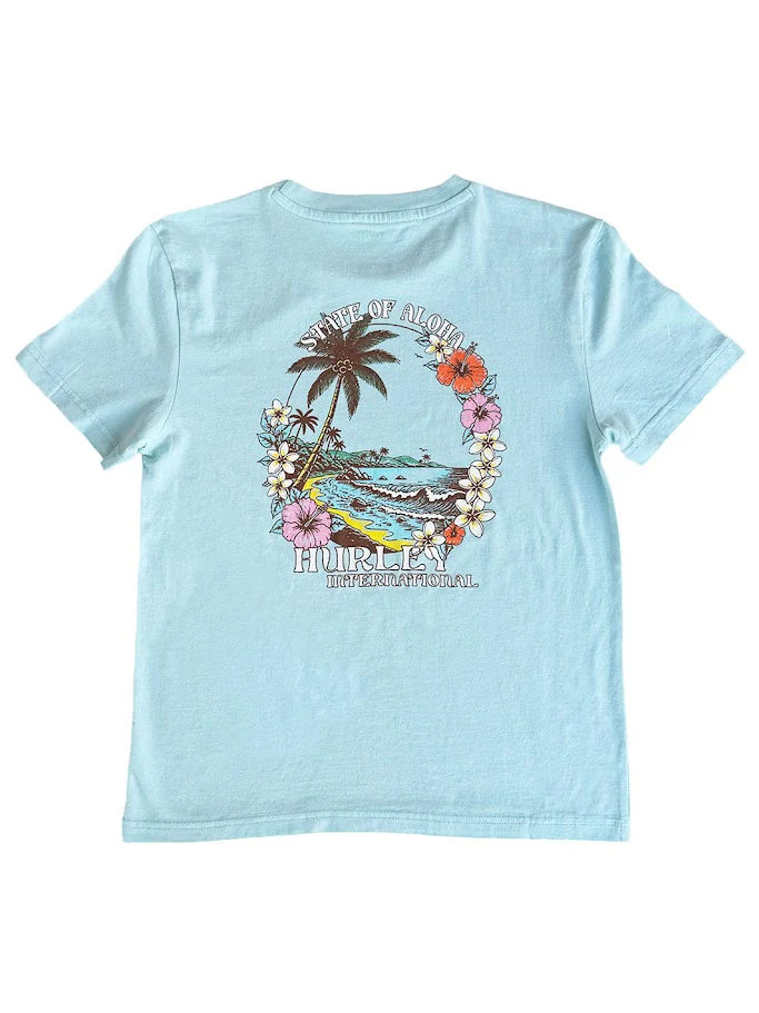 HURLEY ALOHA HALO CLASSIC WOMENS TEE - CANAL BLUE