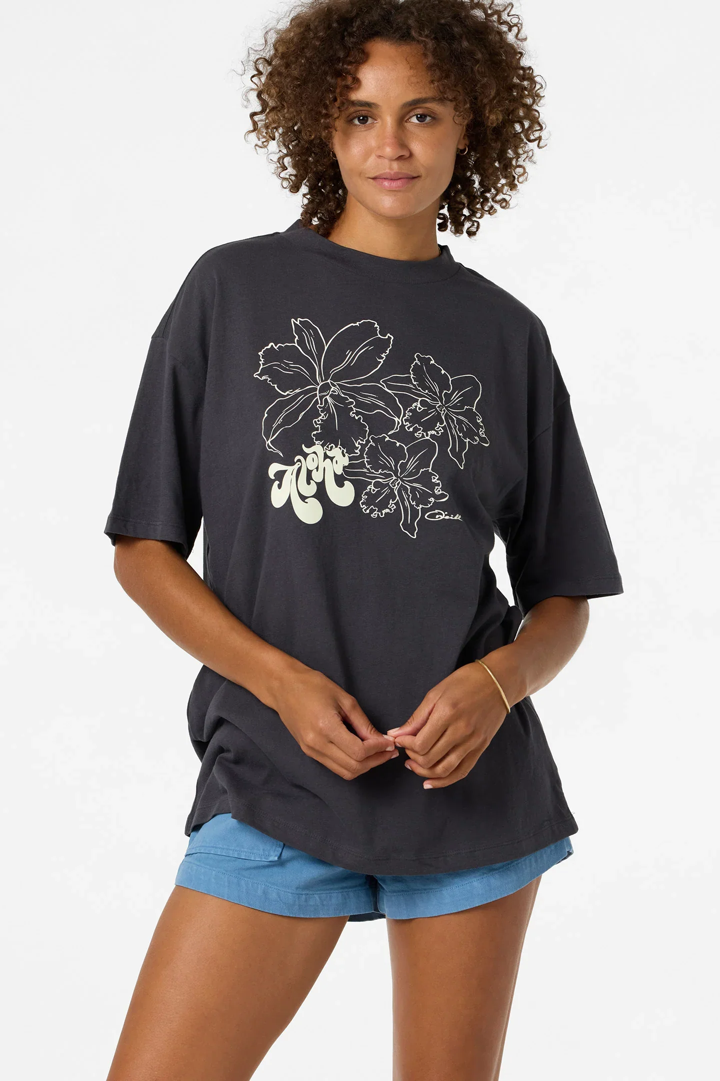 O'NEILL ARIAH HAWAII OVERSIZED WOMENS TEE - PHANTOM (PHN)