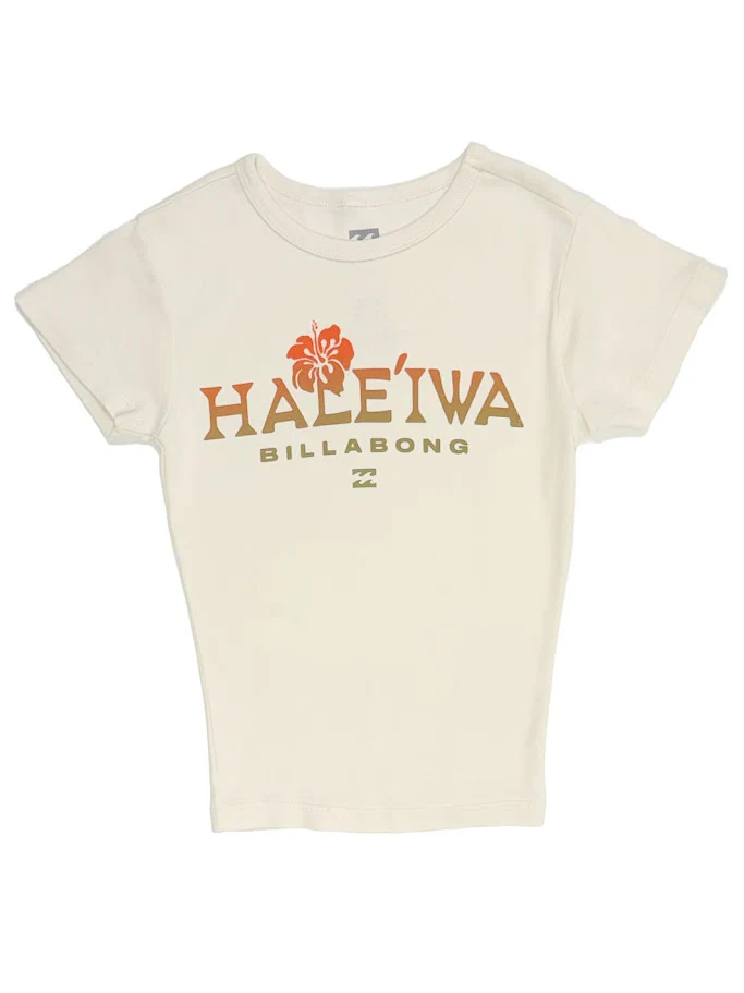 BILLABONG HALEIWA PALM GODDESS FITTED WOMENS CROP TEE - SALT CRYSTAL (SCS1)