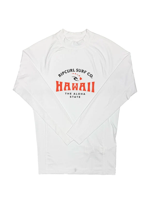 RIP CURL HAWAII UPF PERFORMANCE LONG SLEEVE LYCRA - WHITE