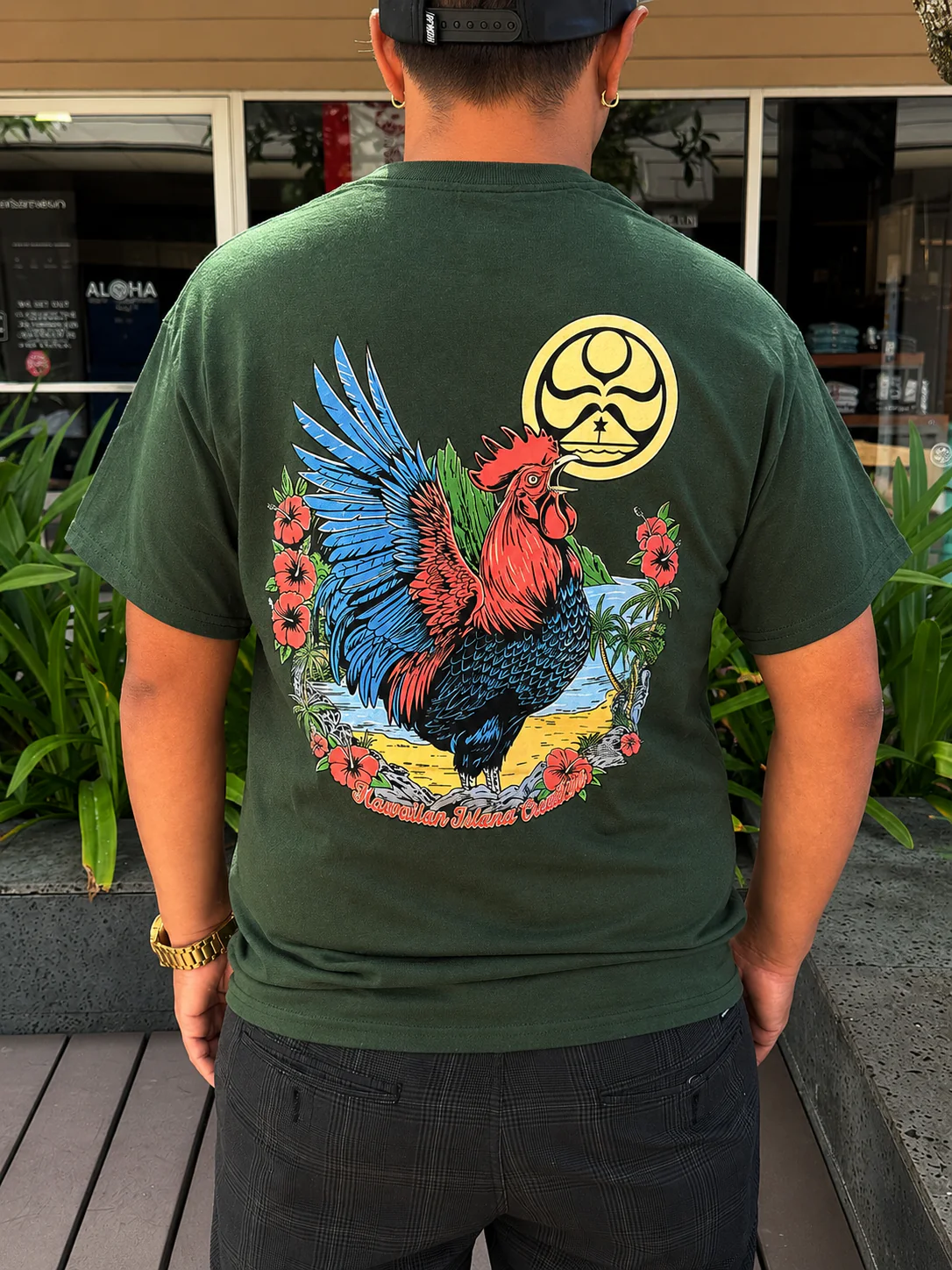 HIC ROOSTER 2 TEE - FOREST GREEN