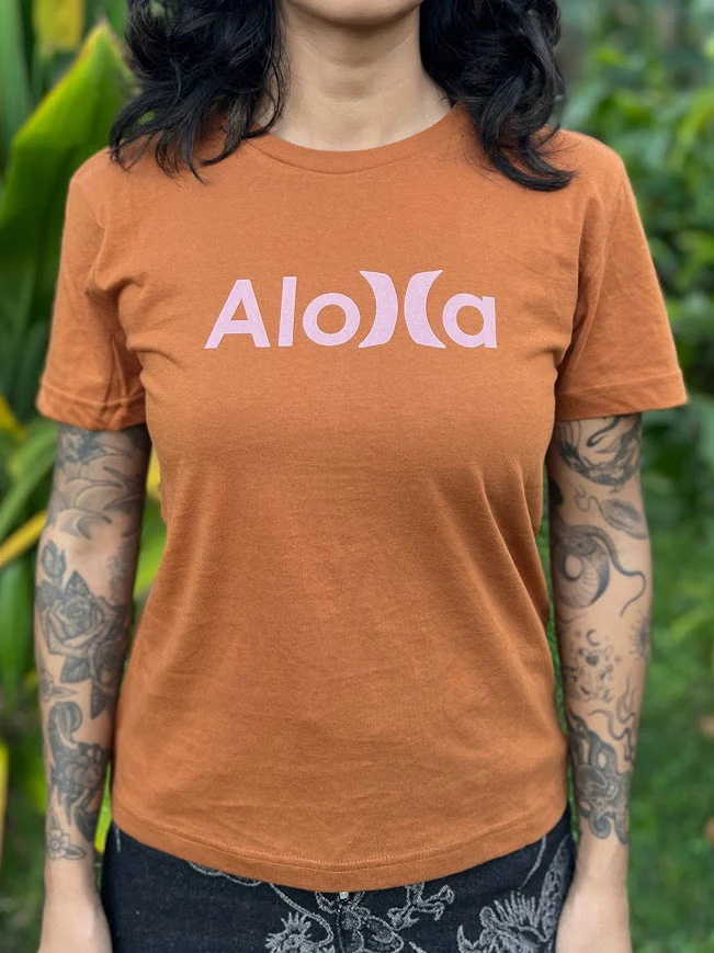 HURLEY ALOHA CLASSIC WOMENS TEE - BROWN