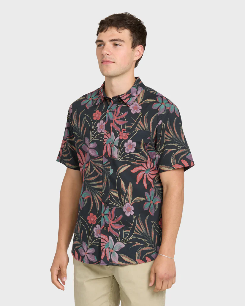 QUIKSILVER PEARLRIDGE CLASSIC BUTTON DOWN WOVEN SHIRT - TOTAL ECLIPSE (TOE)
