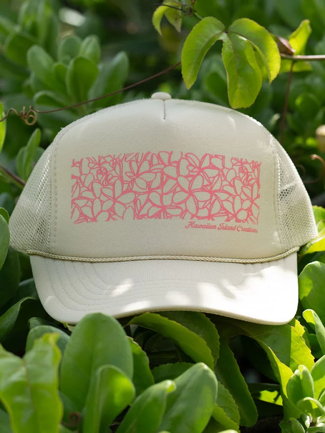 HIC PINK PLUMERIA TRUCKER HAT - KHAKI - Image 2