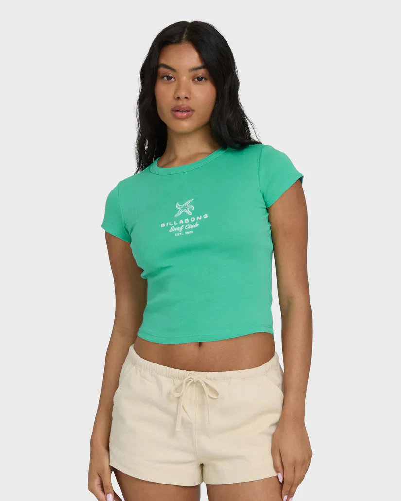 BILABONG SUMMER ICONS CROP WOMENS TEE - GREEN TROPICS (GMM0)