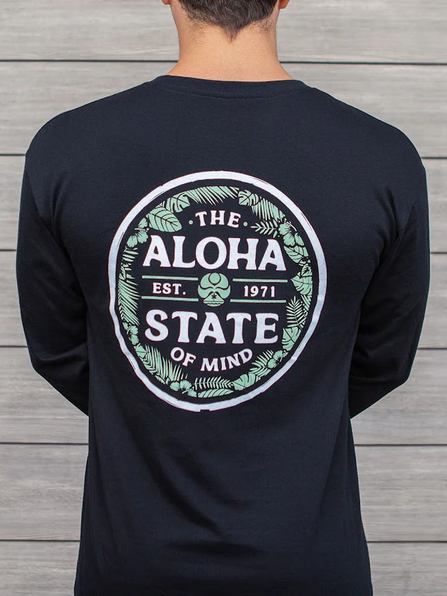 HIC TROPICAL ALOHA STATE CIRCLE LONG SLEEVE - BLACK