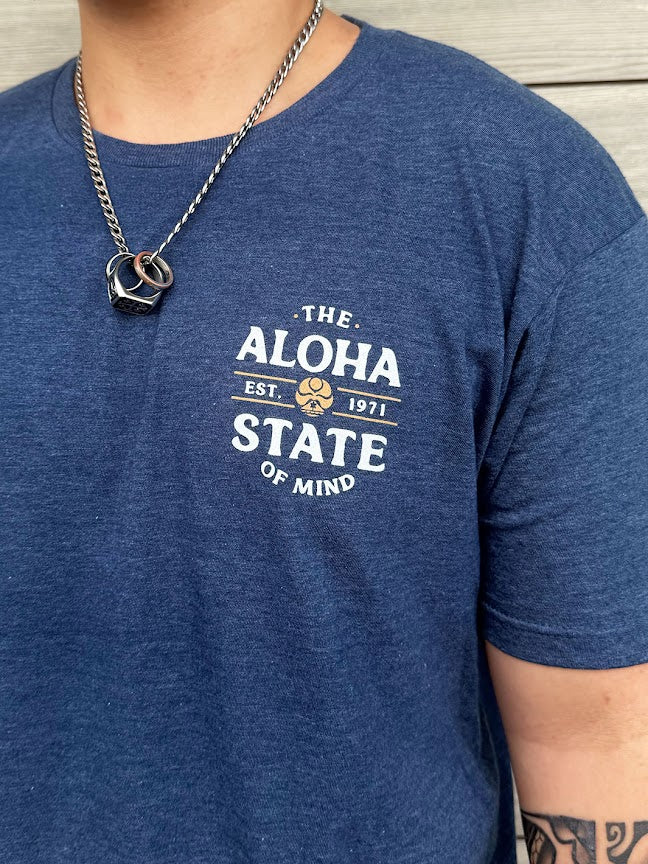 HIC TROPICAL ALOHA STATE CIRCLE TEE - HEATHER NAVY - Image 2